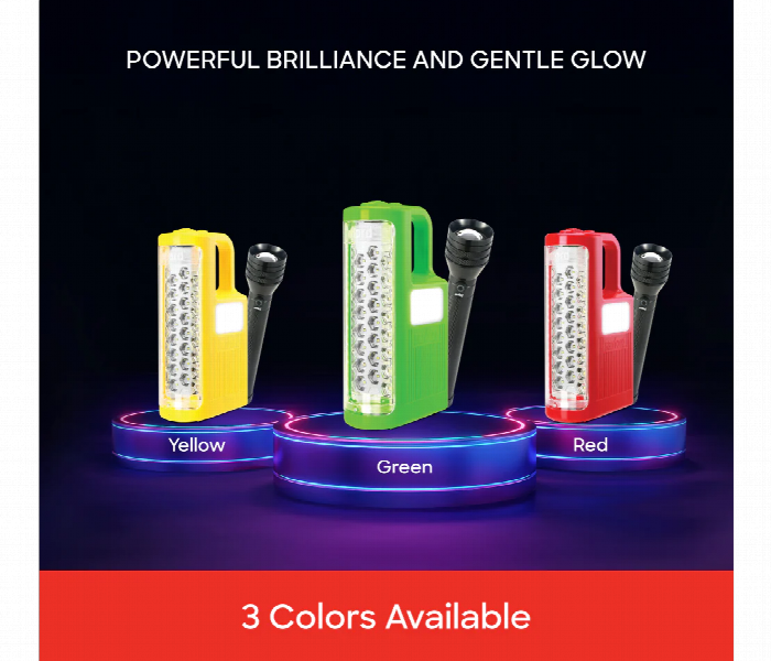 Sanford Rechargeable LED Search Light and Emergency Combo 2 in 1 (3SC+15PCS LED) SF6352SEC BS Black & Red