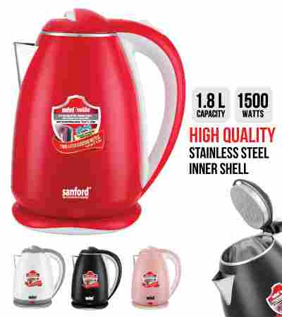 Sanford Stainless Steel Double Layer Electric Kettle 1.8 Litre SF1880EK-1.8L BS