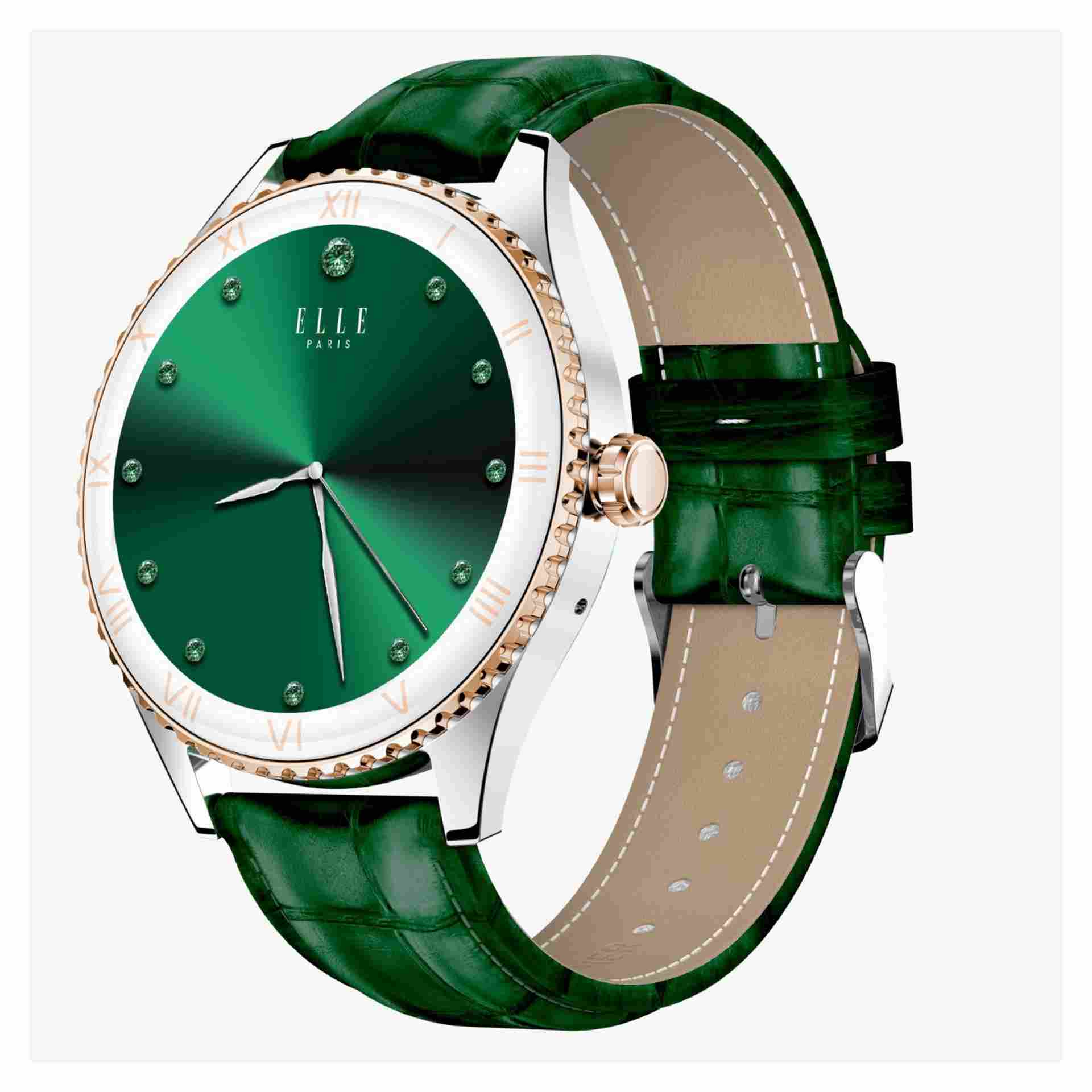 Elle Soleil Smart Watch Green Leather + 2 Straps (ELL-WCH-SOLEIL-GLGSSS-2STRAPS)