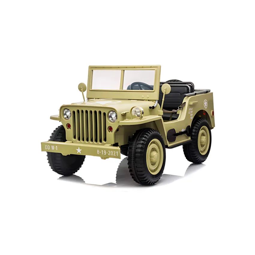 Military Jeep W1 AMT-1253202150 | 24V Ride-On Jeep with 4 Motors, Leather Seat & Bluetooth | AMTOY